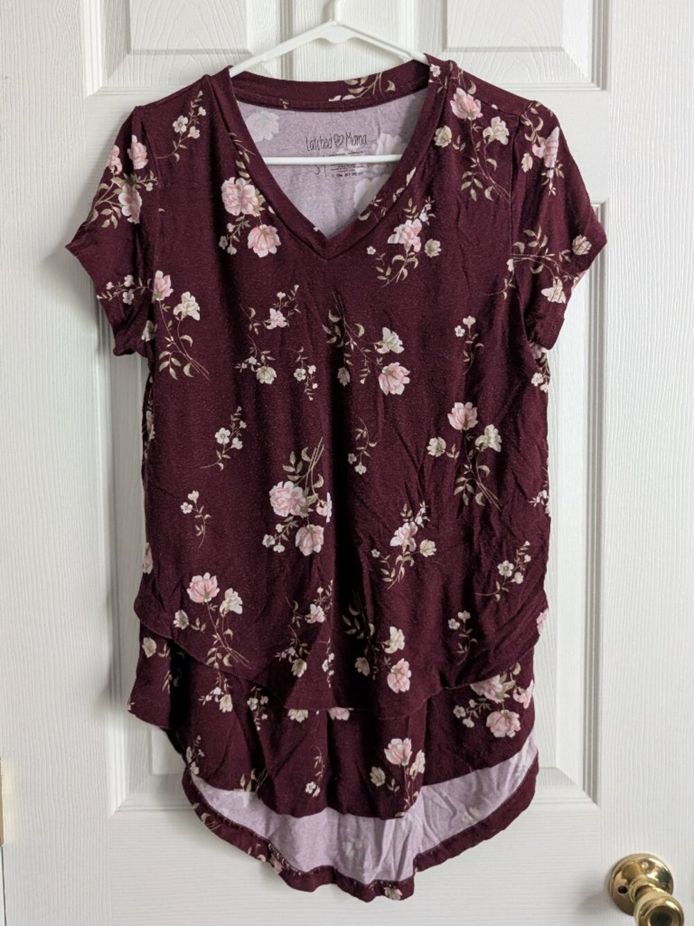 Latched Mama - Burgundy Floral Shirt